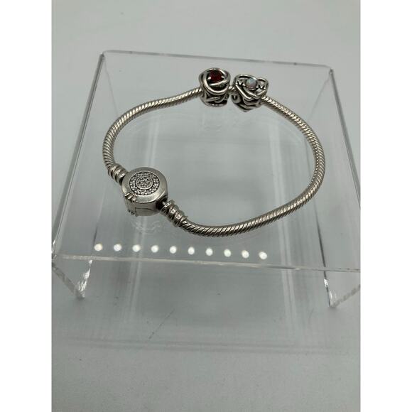 Pandora Charm Bracelet with 2 charms, about 6.5 inches - Picture 1 of 9